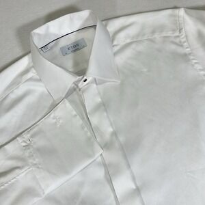ETON Contemporary Mens Size 17.5/44 White French Cuff Long Sleeve Button  Shirt